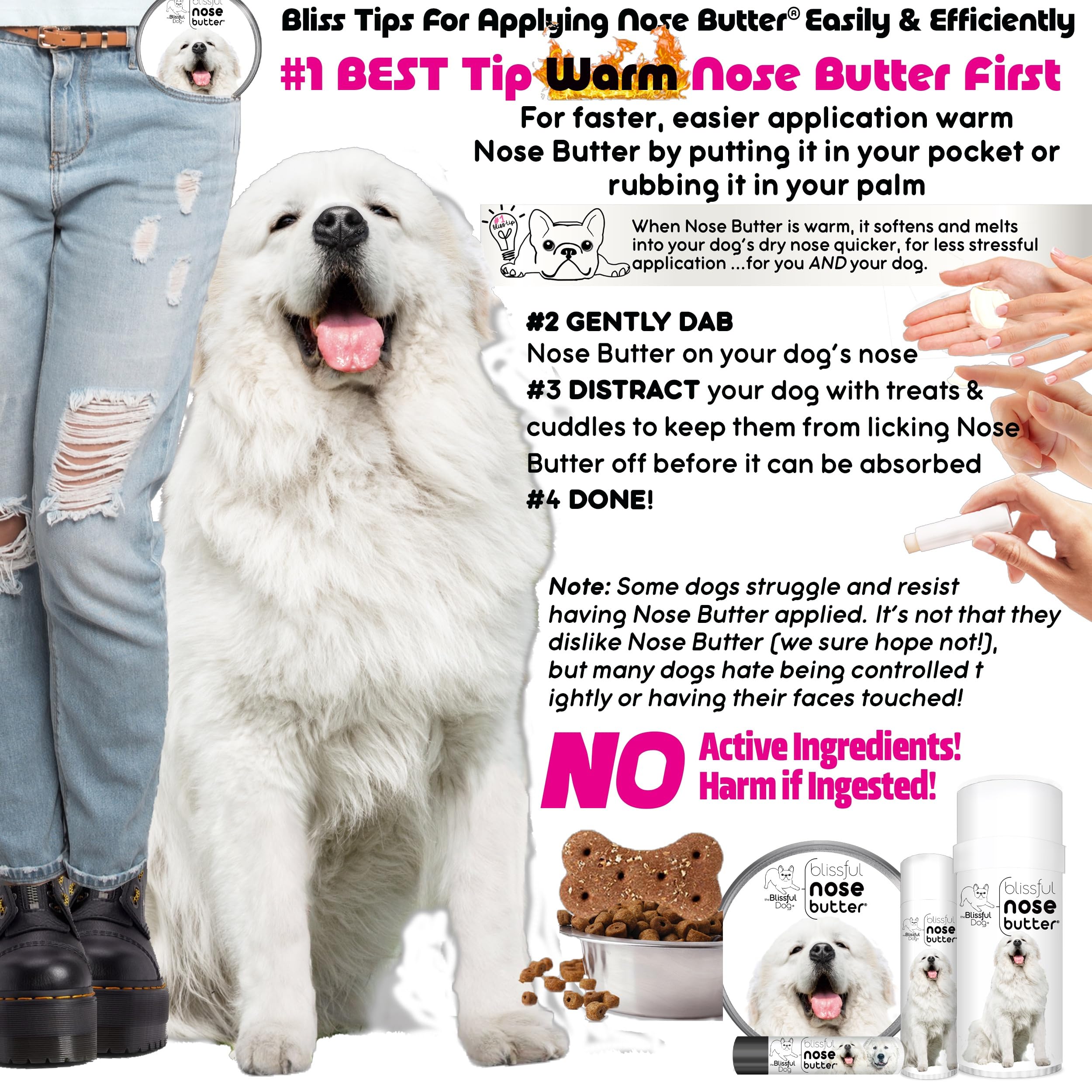 The Blissful Dog Great Pyrenees Unscented Nose Butter - Dog Nose Butter, 0.15 Ounce